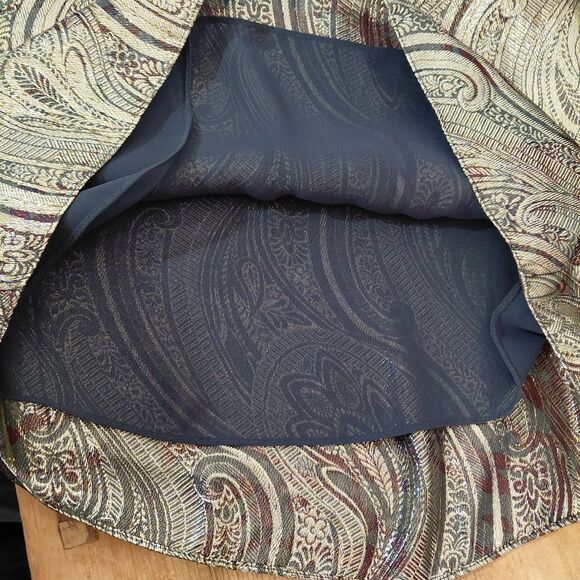 🦋3/$25 J. Crew Size 0 Gold Silk Metallic Paisley Sleeveless Lined Tank Top - Picture 11 of 12